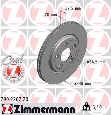 Bremseskive ZIMMERMANN 290.2262.20
