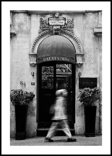 Historic Hotel Entrance Black & White Plakat Plakat / 30x40cm