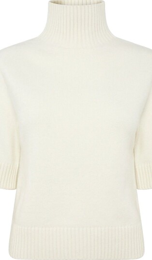 Gina Tricot Short Sleeve Knitted Polo Top GARDENIA (1496) L