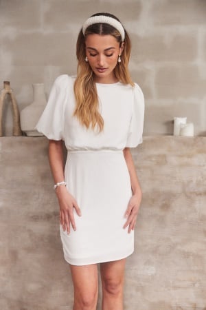 Bubbleroom Occasion Short bow Dress White 38