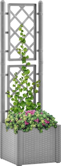 vidaXL Høybed med espalier og selvvanningssystem grå
