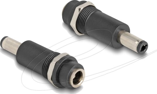 Delock Strømadapter 5,5 X 2,5 Mm Dc-Jakk Hann Til 5,5 X 2,1 Mm Dc-Jakk Hunn Gjenget Svart