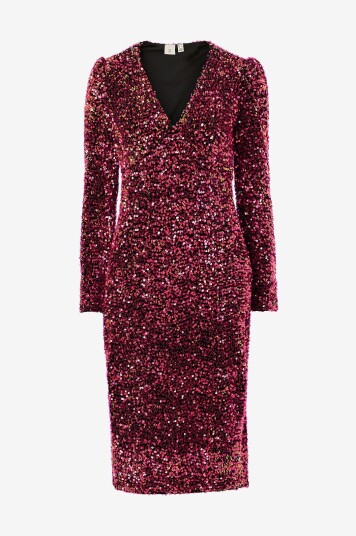 Yas Plajettkjole Yaspinko Sequin Ls Midi Dress Rød