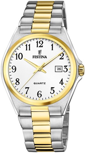 Festina Herreklokke F20554 1 Classic Hvit/Gulltonet stål Ø40 mm