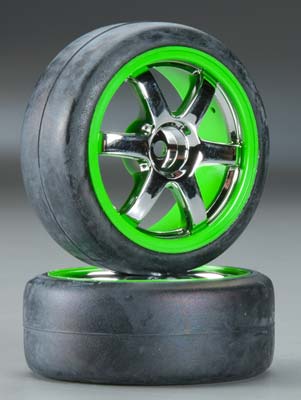 Traxxas 7375 Tires/Whls Assembled Volk Racing TE37 Chrm/Grn