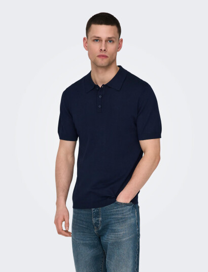 ONLY & SONS Onswyler Reg 14 Ss Polo Knit Noos Navy M