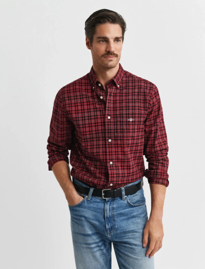 GANT Reg Classic Poplin Check Shirt - Red - XXXL GANT Reg Classic Poplin Check Shirt - Red - XXXL