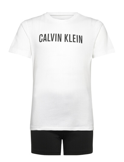 Calvin Klein Knit Pj Set Ss+Short White 128 140