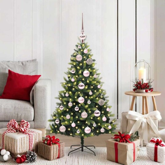 Kunstig Hengt Julegran med 150 LED lys grønn 120 cm PVC og PE