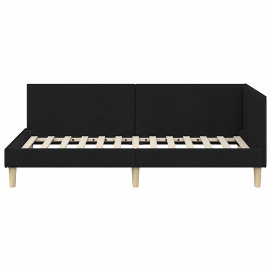 Hjørnesengramme Svart 100 x 200 cm Stoff og Konstruert tre Hjørnesengramme Svart 100 x 200 cm Stoff og Konstruert tre