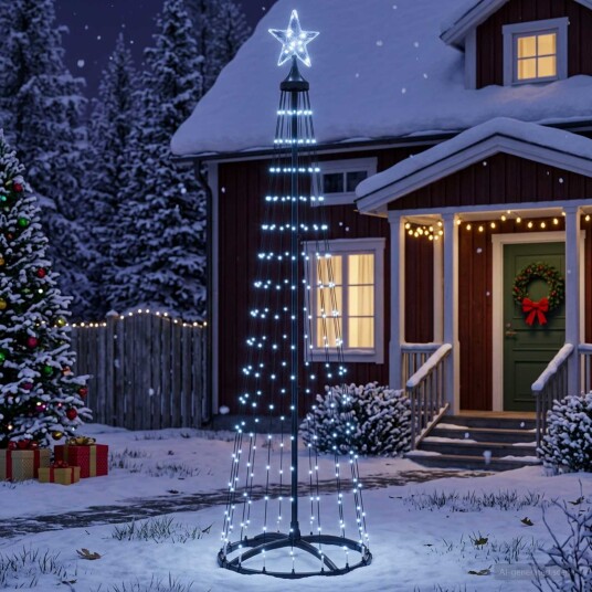 vidaXL LED-juletre 180 cm 250 LED-lys Kaldhvit Stål Hvit