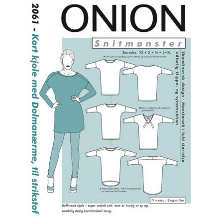 ONION Snittmønster 2061 Kort Kjole med Dolmanerme Str XS XL ONION Snittmønster 2061 Kort Kjole med Dolmanerme Str XS XL