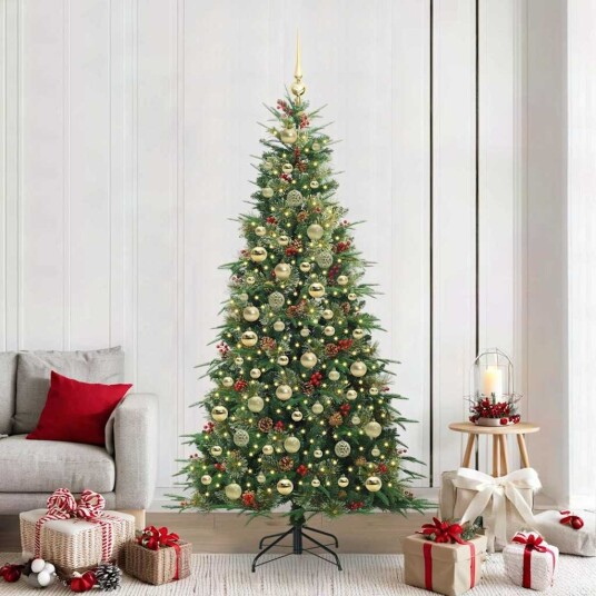  Kunstig sammensatt juletre med 300 LED grønn 210 cm PE og PVC