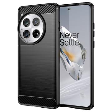 OnePlus 12 Børstet TPU Deksel Karbonfiber Svart