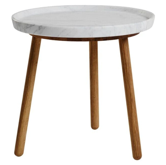 Stolab Tureen settbord Marmor hvit, Ø 52 cm, naturlig oljet eikeben