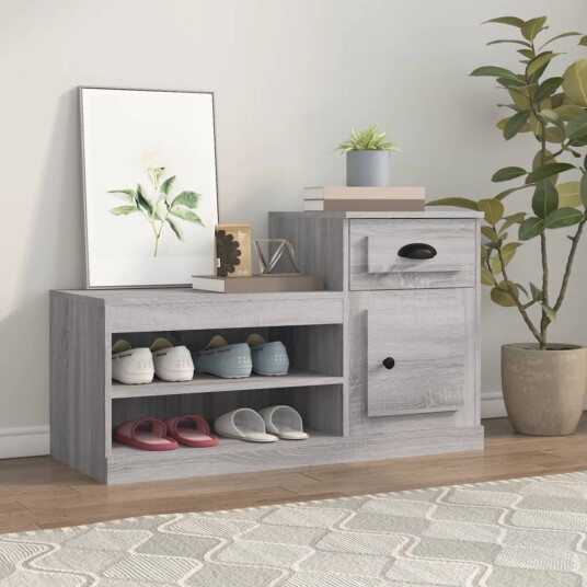 vidaXL Skoskap gr? sonoma 100x42x60 cm konstruert tre