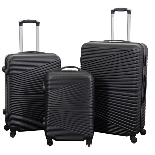 Borg Living Koffertsett - 3 stk. - Hardcase reisekofferter - Nordic sort - Lettvektskofferter Borg Living Koffertsett - 3 stk. - Hardcase reisekofferter - Nordic sort - Lettvektskofferter