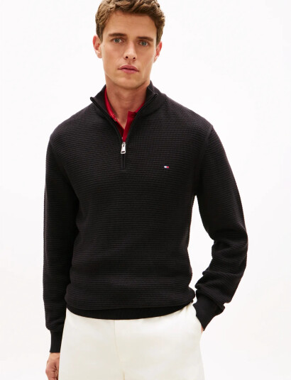 Tommy Hilfiger Seasonal Structure Zip Mock Black M