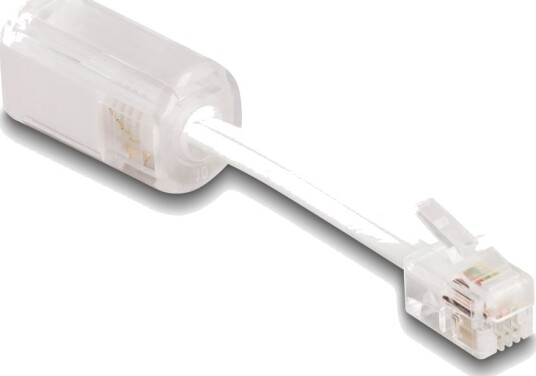 Delock Telefonadapter Rj-10 P Til Rj-10 R Dreining Uskjermet Gjennomsiktig Hvit