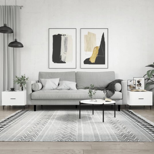  Salongbord 2 stk høyglans hvit 50x50x40 cm konstruert tre 8720845428945