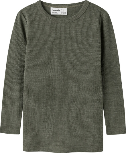 Name It Nmnwax Wool Rib Ls Top Noos Khaki green 116