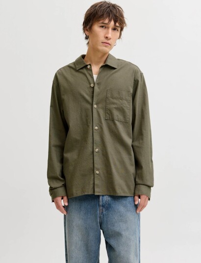 Jack & Jones Jjetristan Overshirt Ls Ln   Khaki green   XXL