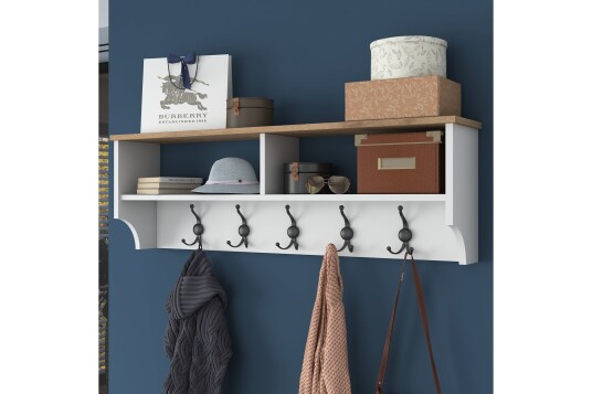 Caraway Hatt hylle 120x22,2 cm Hvit/Brun Hanah Home
