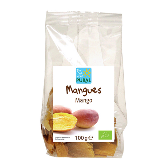 Pural Tørkede Mangobiter Øko 100gr Pural Tørkede Mangobiter Øko 100gr