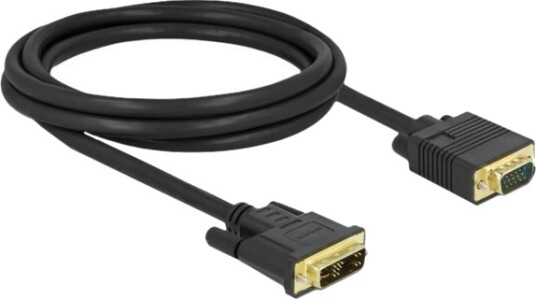 Delock Adapterkabel Enkeltlenke Dvi A Hann Til Hd 15 Vga Hann 2 M Tommelskruer Svart