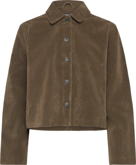 Gina Tricot Faux Suede Short Jacket Khaki green XL