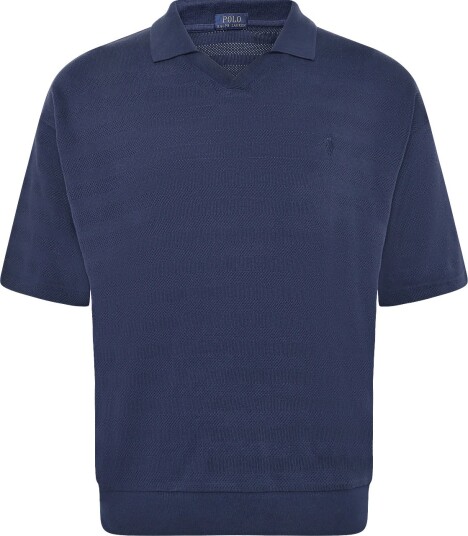 Polo Ralph Lauren Pointelle Ribbed Polo Shirt Navy L