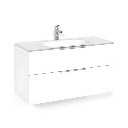 Macro Design Crown Grip Servantskap 2-skuff - med Glasservant Hvit / 100cm Glass Edge