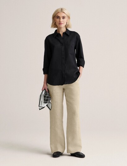 Newhouse Rafaela Linen Shirt   Black   34