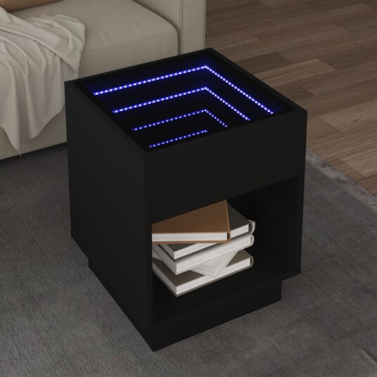 Salongbord med Infinity LED svart 40x40x50 cm 847645