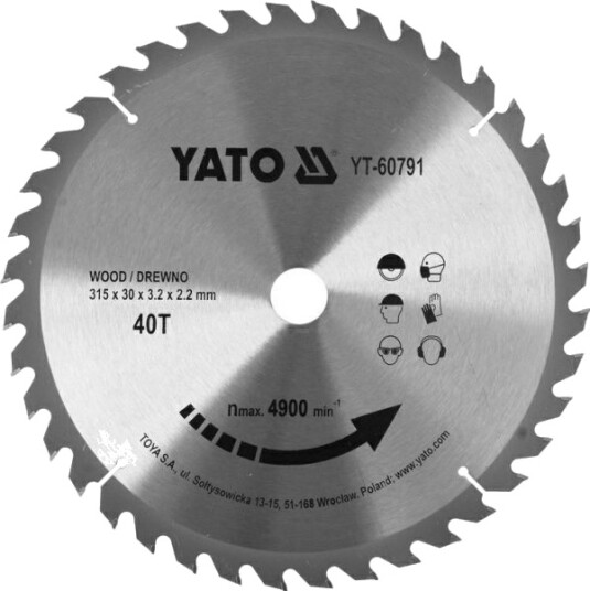 Yato Diskinis Sagskive Med Karbidtanner 315*40*30 60791