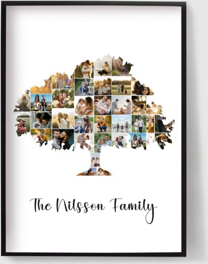 Personalisert Plakat Familie Tre Fotokollasj Vertikal