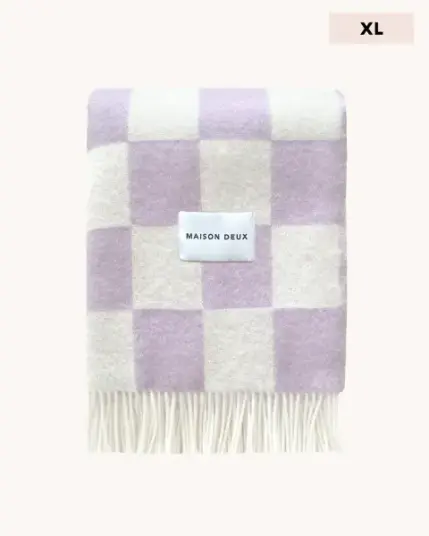 Maison Deux Checkerboard XL Pledd Lilla/Hvit