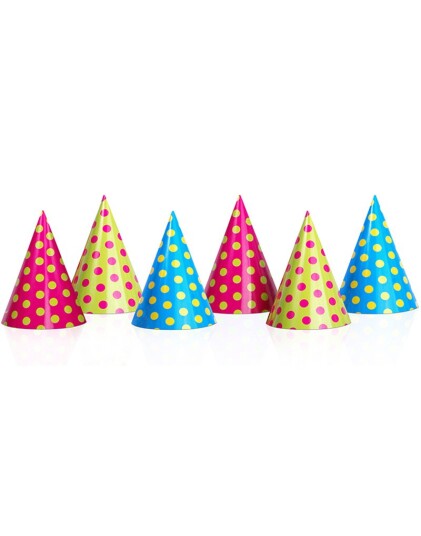 6 stk Partyhatter med Prikker 6 stk Partyhatter med Prikker