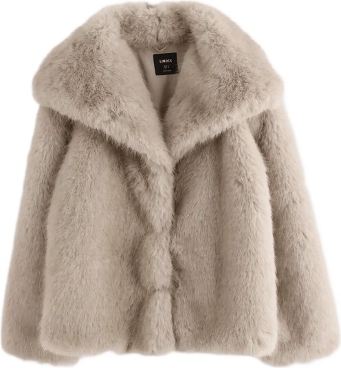Lindex Faux Fur Jacket LIGHT DUSTY WHITE XL