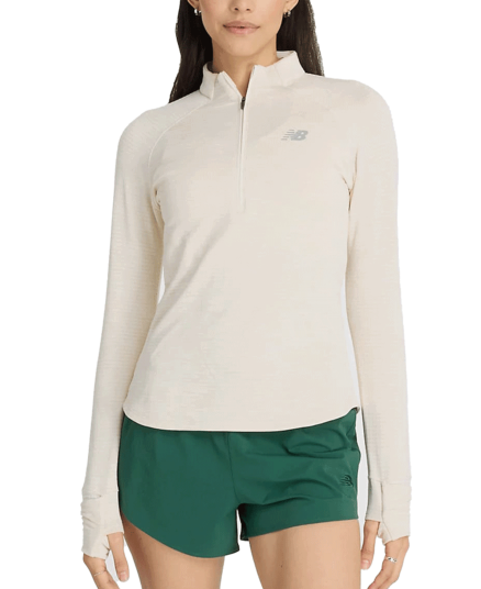 New Balance Athletics Heat Grid 1/2 Zip Linen Heather Linen Heather M New Balance Athletics Heat Grid 1/2 Zip Linen Heather Linen Heather M