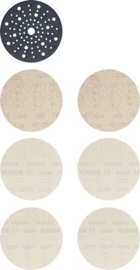 Bosch Expert M480 Slipeantrykksett 150 mm - 7 Deler for Hardt Treverk