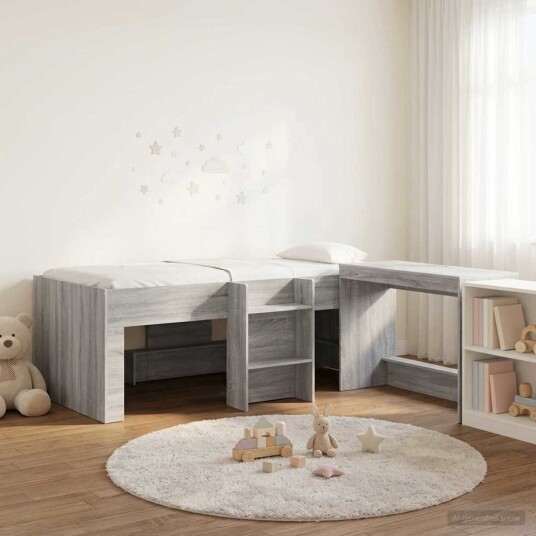  Barneseng med skrivebord Grå Sonoma 75 x 190 cm Konstruert tre