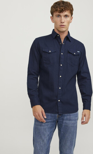Jack & Jones Jjesheridan Shirt L/S Noos - Navy - L