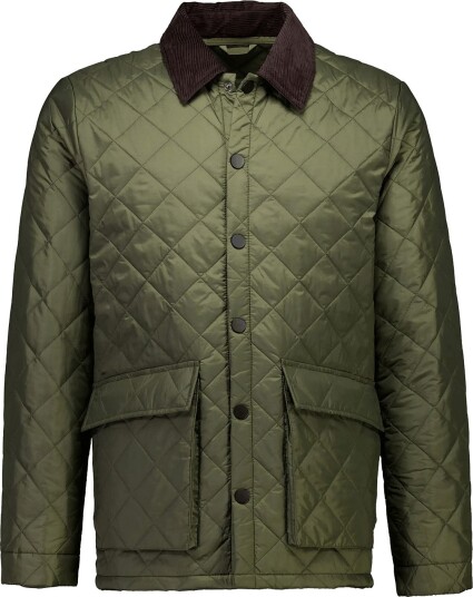 Lindbergh Quilted Jacket With Corduroy Collar - ARMY - S