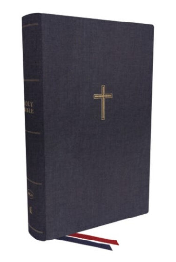Nkjv, Single-Column Wide-Margin Reference Bible, Cloth Over Board, Blue, Red Letter, Comfort Print Av Thomas Nelson