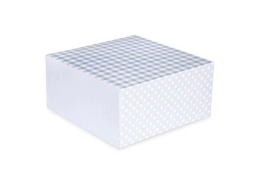 Kakeboks  Blå Gingham  26x26x12,5  Pk/1 