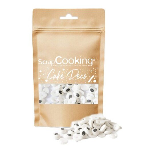 ScrapCooking   Kakestrø øyne 40 g hvit/svart
