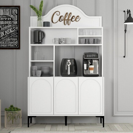 Bar Kaffeskap Hazim Tre Hvit / Svart Hvit / Svart