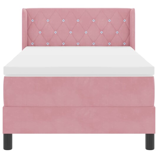 Box Spring Seng med Madrass Rosa 90x190 cm Fløyel