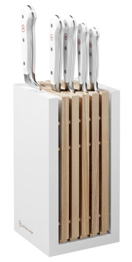 Wüsthof Classic white knivsett + knivblokk 5 deler santoku hvit/tre